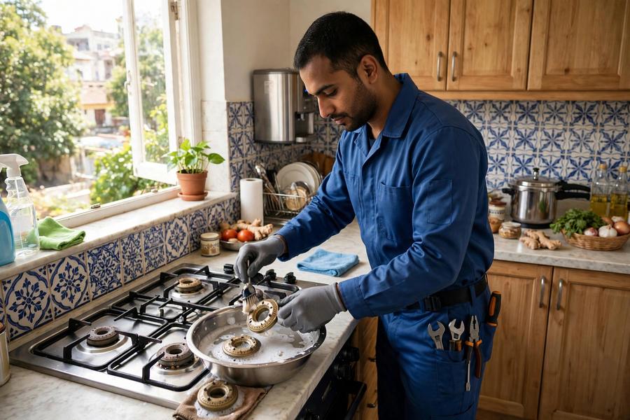 Gas stove servicing and deep cleaning
